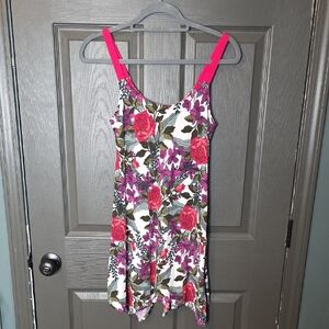 Floral Pink Strap Lilac & London Slip Gown Sz Small